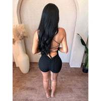 Jackie Lace Up Romper (Black)