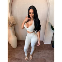 Elena Side Lace Up Pants W halter Top (Oatmeal)